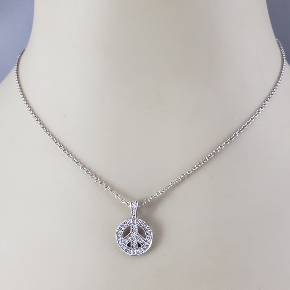14 Karat White Gold and Diamond Peace Sign Pendant #21922 - Picture 8 of 9